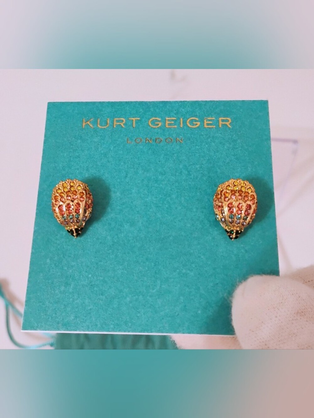 NWT Kurt Geiger Pierced Earrings - GHW Multicolor Crystal Eagle Head